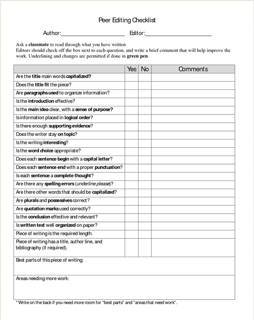 Essay editing checklist